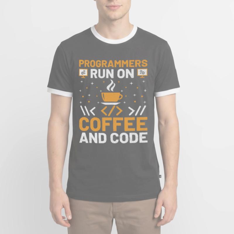 Café Codage Programmeur Codeur Développeur Nerd Coff T-shirt contrasté Homme