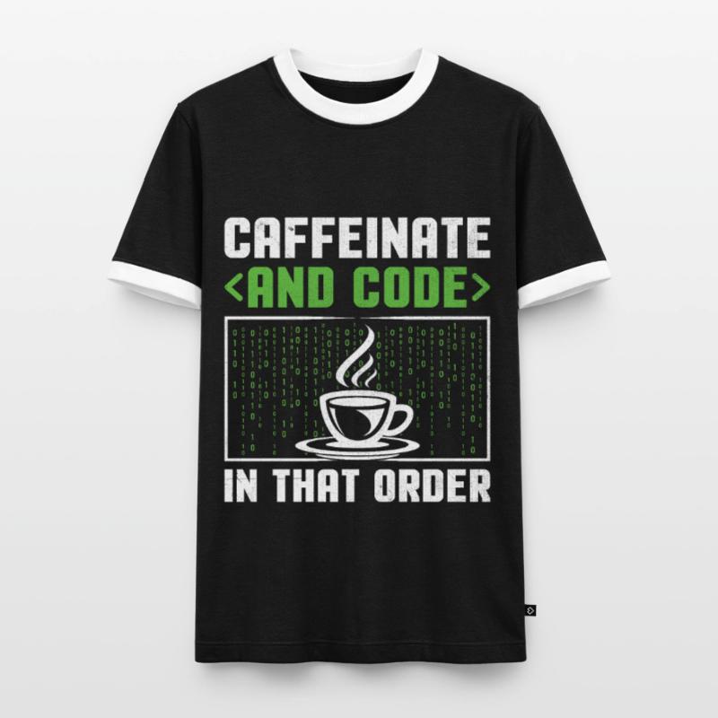 Café Codage Programmeur Codeur Développeur Nerd Coff T-shirt contrasté Homme