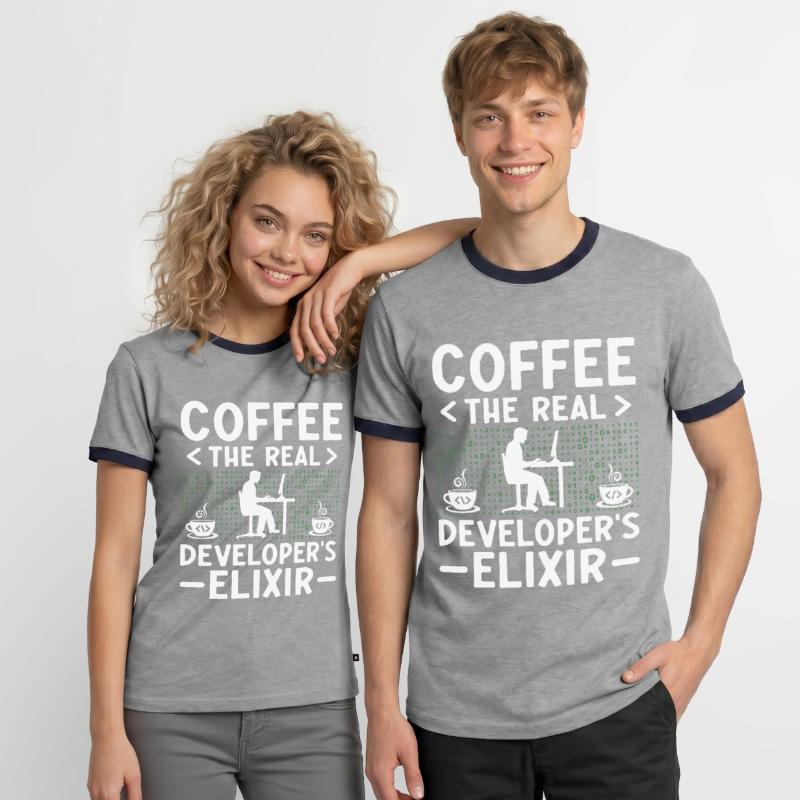 Coffee Coding Programmer Coder Developer Nerd Coff Men's Ringer Shirt