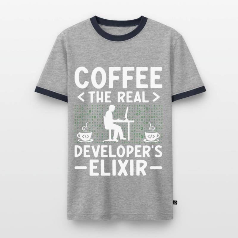 Coffee Coding Programmer Coder Developer Nerd Coff Men's Ringer Shirt