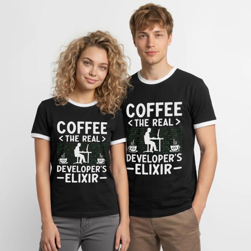 Coffee Coding Programmer Coder Developer Nerd Coff Men's Ringer Shirt