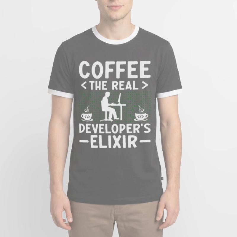 Café Codage Programmeur Codeur Développeur Nerd Coff T-shirt contrasté Homme