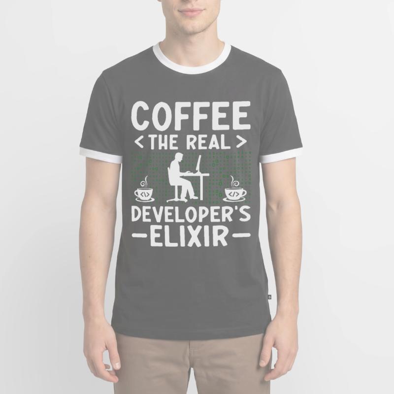 Coffee Coding Programmer Coder Developer Nerd Coff Men's Ringer Shirt