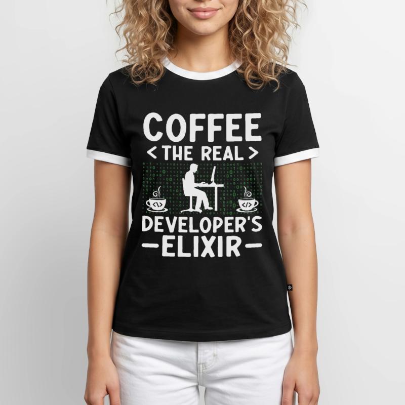 Coffee Coding Programmer Coder Developer Nerd Coff Men's Ringer Shirt