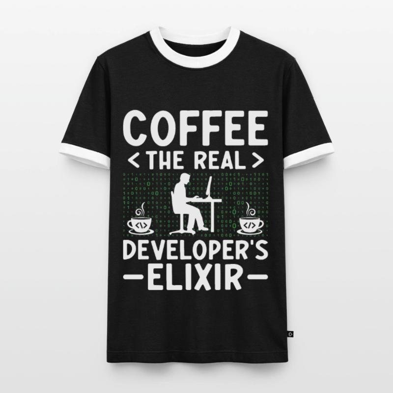 Coffee Coding Programmer Coder Developer Nerd Coff Men's Ringer Shirt