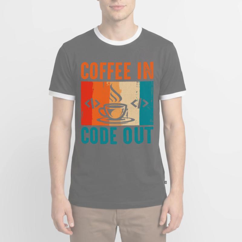 Café Codage Programmeur Codeur Développeur Nerd Coff T-shirt contrasté Homme