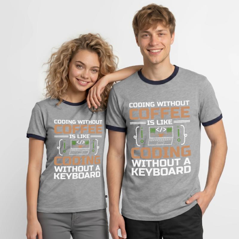 Coffee Coding Programmer Coder Developer Nerd Coff Men's Ringer Shirt