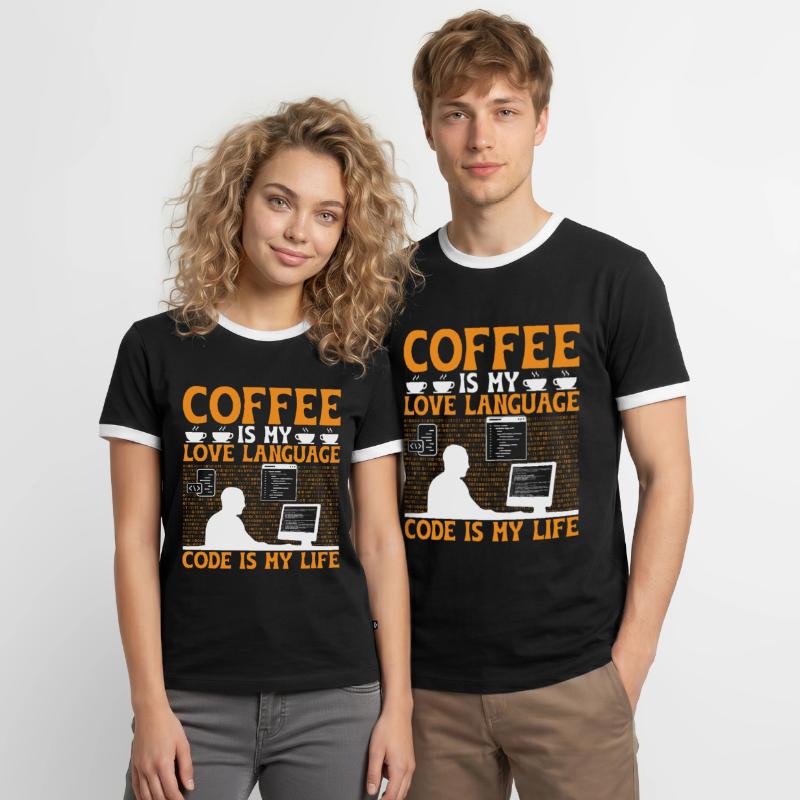 Coffee Coding Programmer Coder Developer Nerd Coff Men's Ringer Shirt