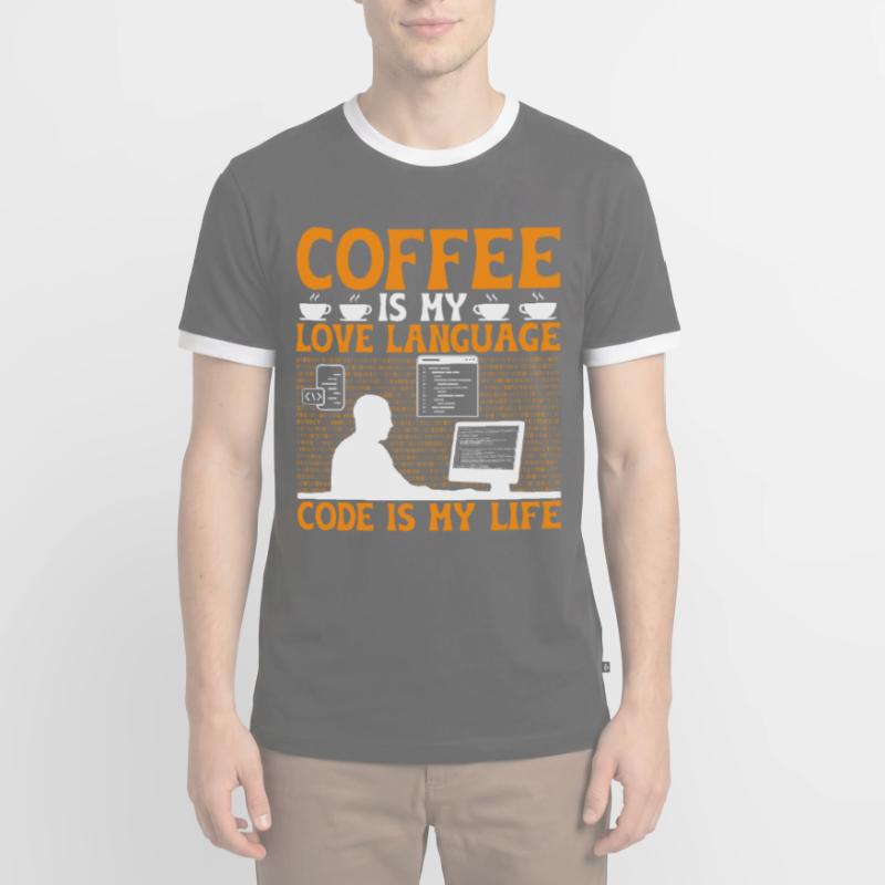 Café Codage Programmeur Codeur Développeur Nerd Coff T-shirt contrasté Homme