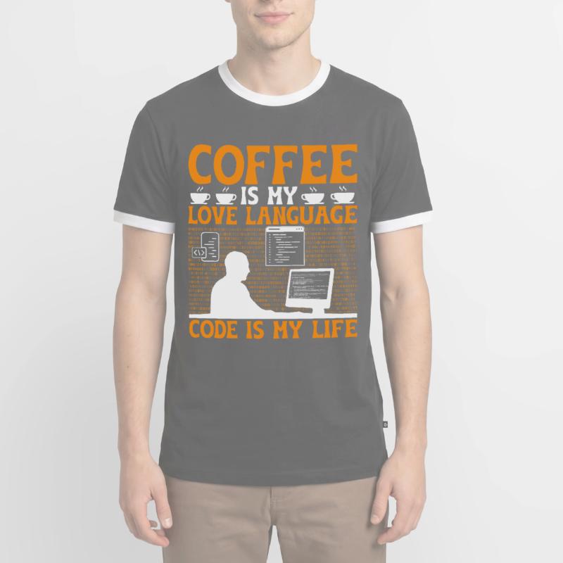 Coffee Coding Programmer Coder Developer Nerd Coff Men's Ringer Shirt
