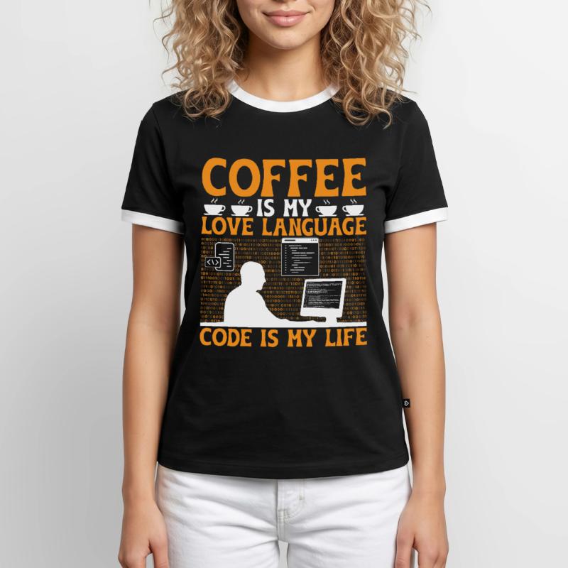 Coffee Coding Programmer Coder Developer Nerd Coff Men's Ringer Shirt