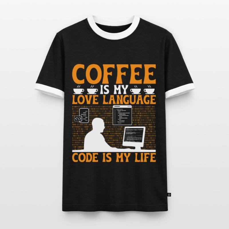 Coffee Coding Programmer Coder Developer Nerd Coff Men's Ringer Shirt