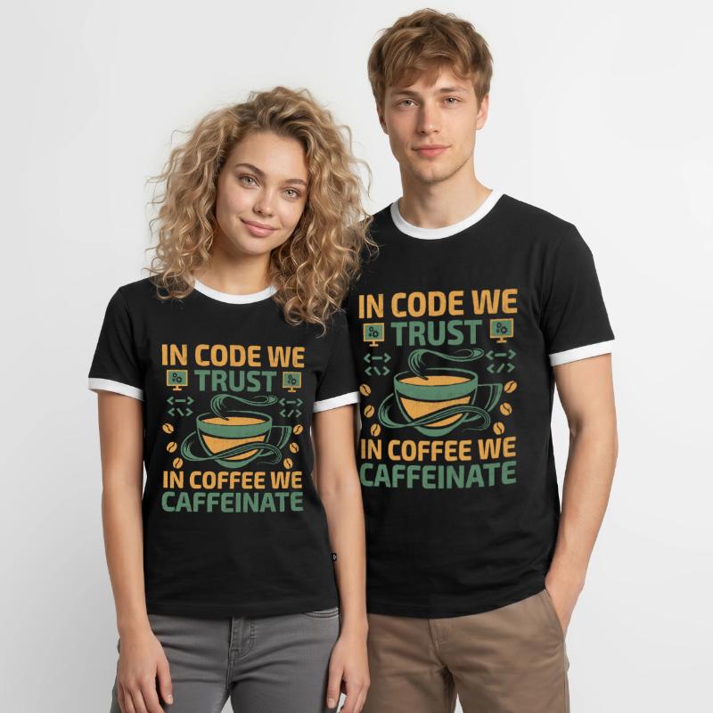 Coffee Coding Programmer Coder Developer Nerd Coff Men's Ringer Shirt