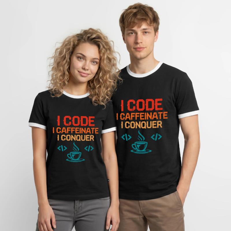 Coffee Coding Programmer Coder Developer Nerd Coff Men's Ringer Shirt