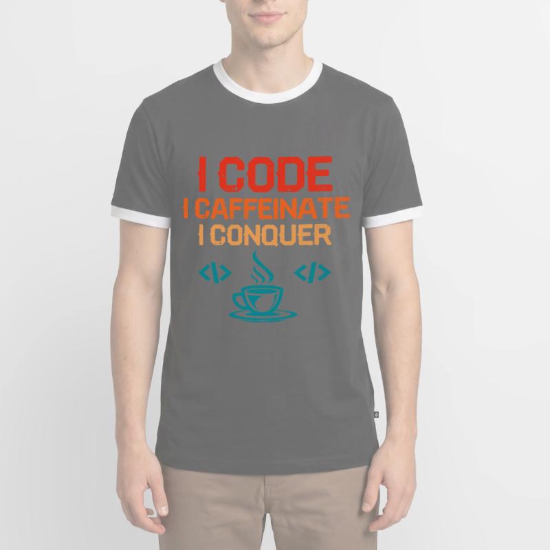 Coffee Coding Programmer Coder Developer Nerd Coff Men's Ringer Shirt
