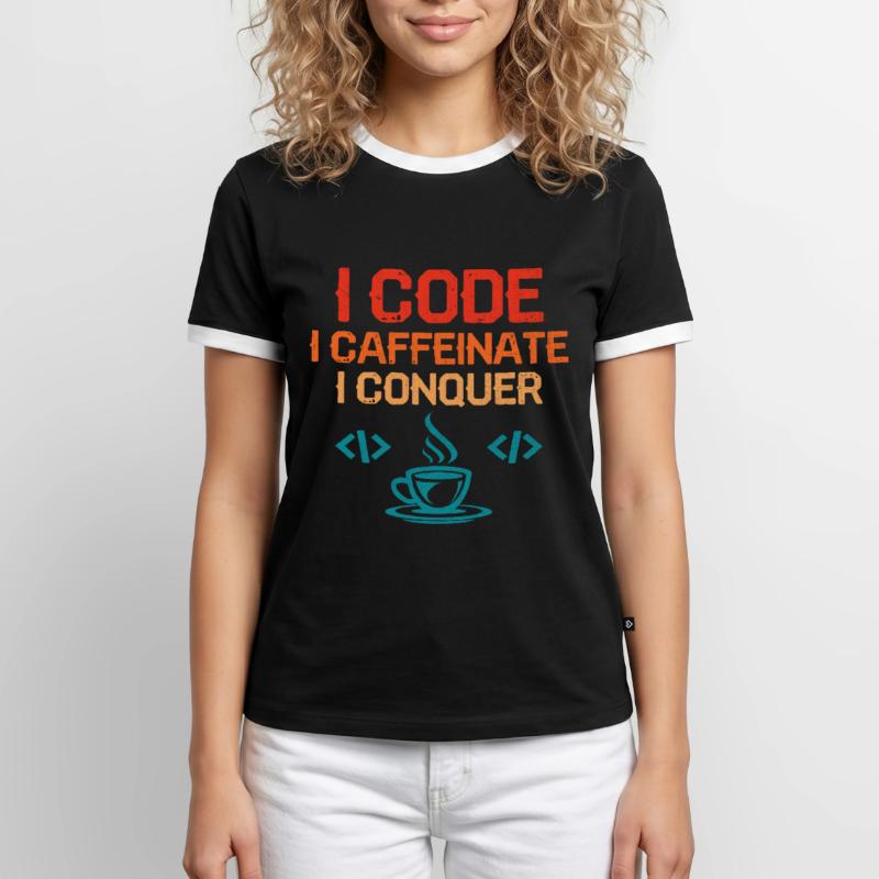 Coffee Coding Programmer Coder Developer Nerd Coff Men's Ringer Shirt