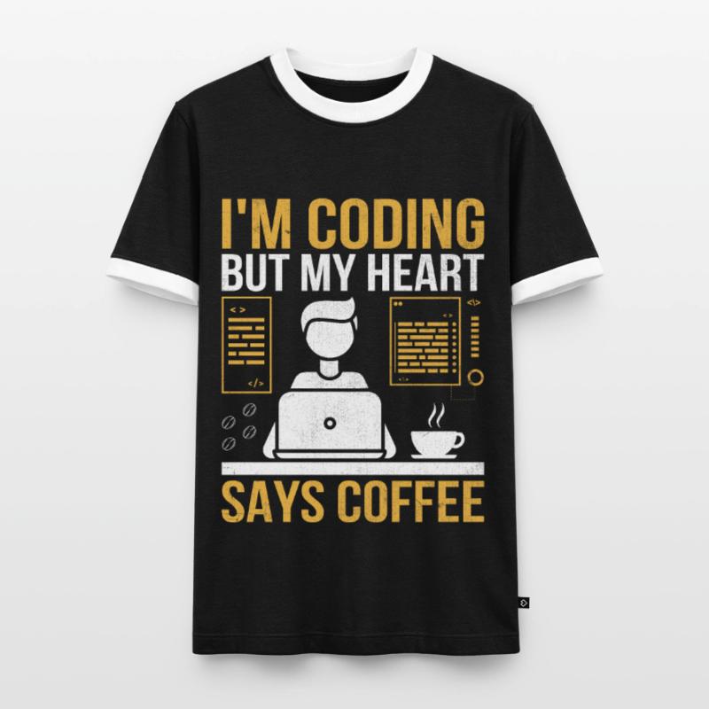 Café Codage Programmeur Codeur Développeur Nerd Coff T-shirt contrasté Homme