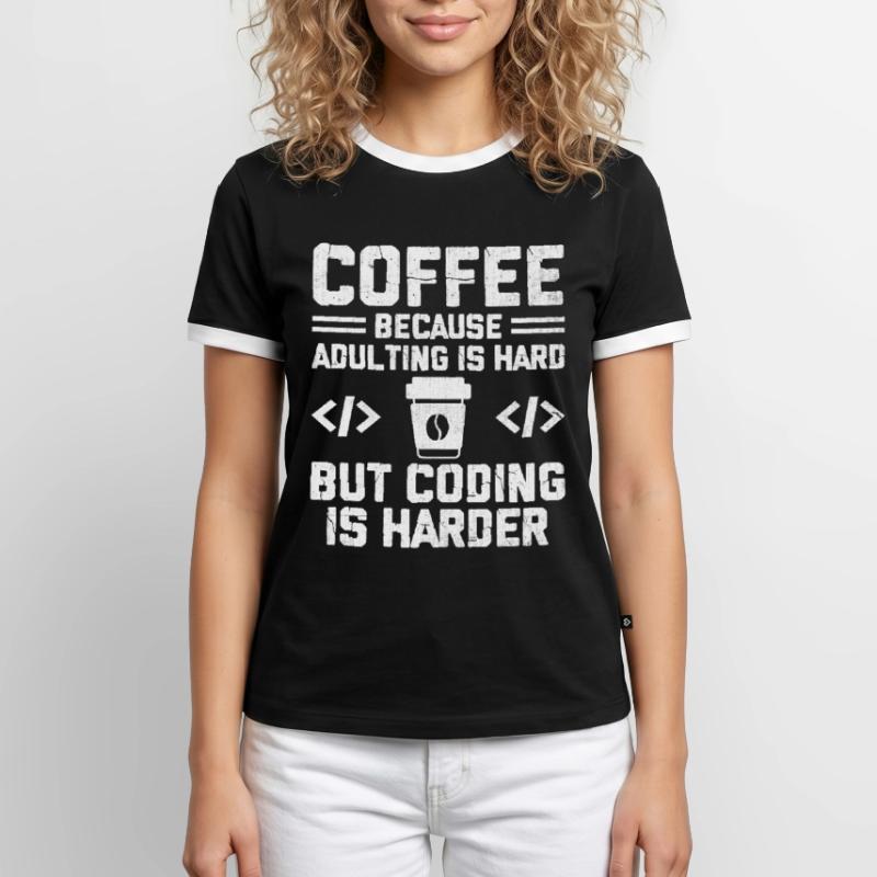 Café Codage Programmeur Codeur Développeur Nerd Coff T-shirt contrasté Homme
