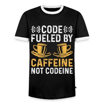 Coffee Coding Programmer Coder Developer Nerd Coff - Men's Ringer Shirt - black/white - Front - AI Model Female 172 light (172cm) & AI Model Male 178 light (178cm)