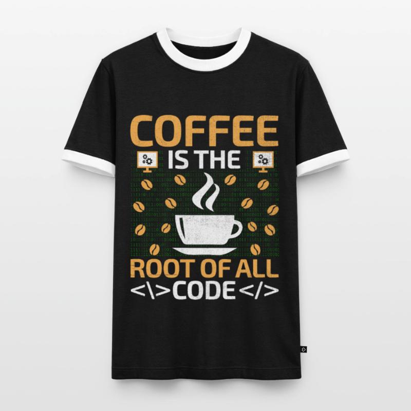 Café Codage Programmeur Codeur Développeur Nerd Coff T-shirt contrasté Homme