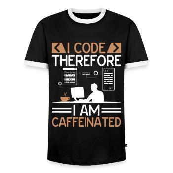 Coffee Coding Programmer Coder Developer Nerd Coff - Men's Ringer Shirt - black/white - Front - AI Model Female 172 light (172cm) & AI Model Male 178 light (178cm)