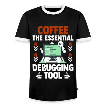 Café Codage Programmeur Codeur Développeur Nerd Coff - T-shirt contrasté Homme - noir/blanc - Devant - AI Model Female 172 light (172cm) & AI Model Male 178 light (178cm)