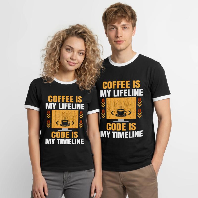 Coffee Coding Programmer Coder Developer Nerd Coff Men's Ringer Shirt
