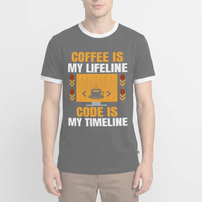 Coffee Coding Programmer Coder Developer Nerd Coff Men's Ringer Shirt