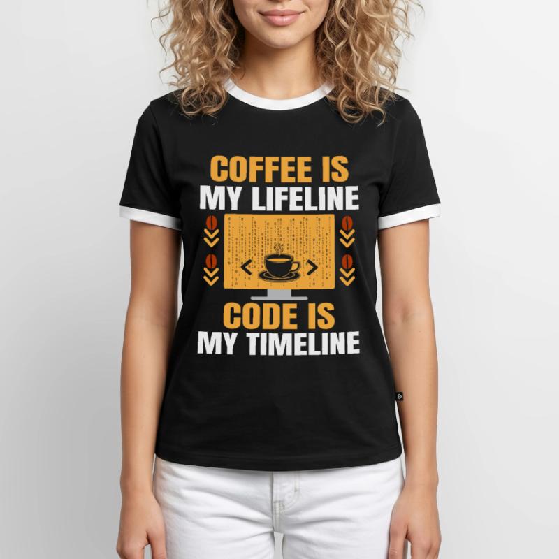 Café Codage Programmeur Codeur Développeur Nerd Coff T-shirt contrasté Homme