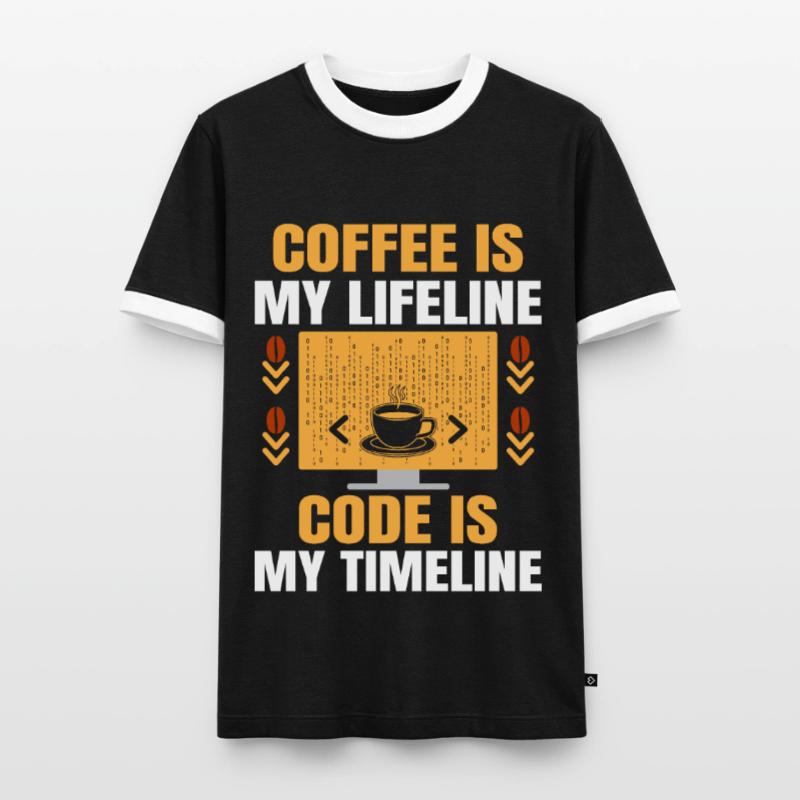 Coffee Coding Programmer Coder Developer Nerd Coff Men's Ringer Shirt
