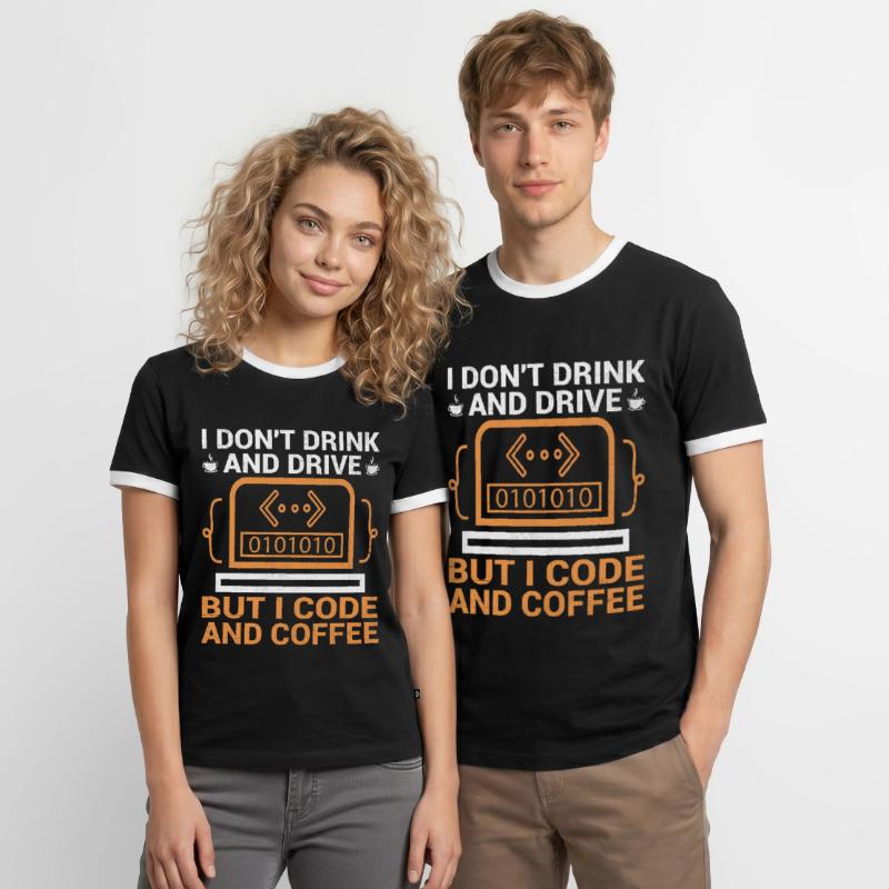 Café Codage Programmeur Codeur Développeur Nerd Coff T-shirt contrasté Homme