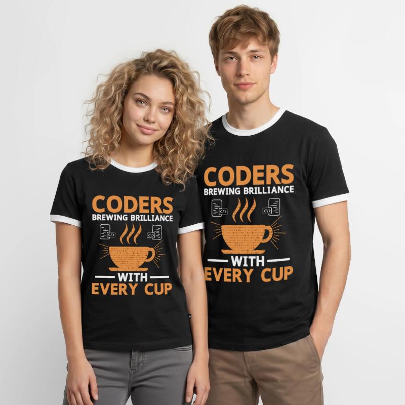 Coffee Coding Programmer Coder Developer Nerd Coff Men's Ringer Shirt