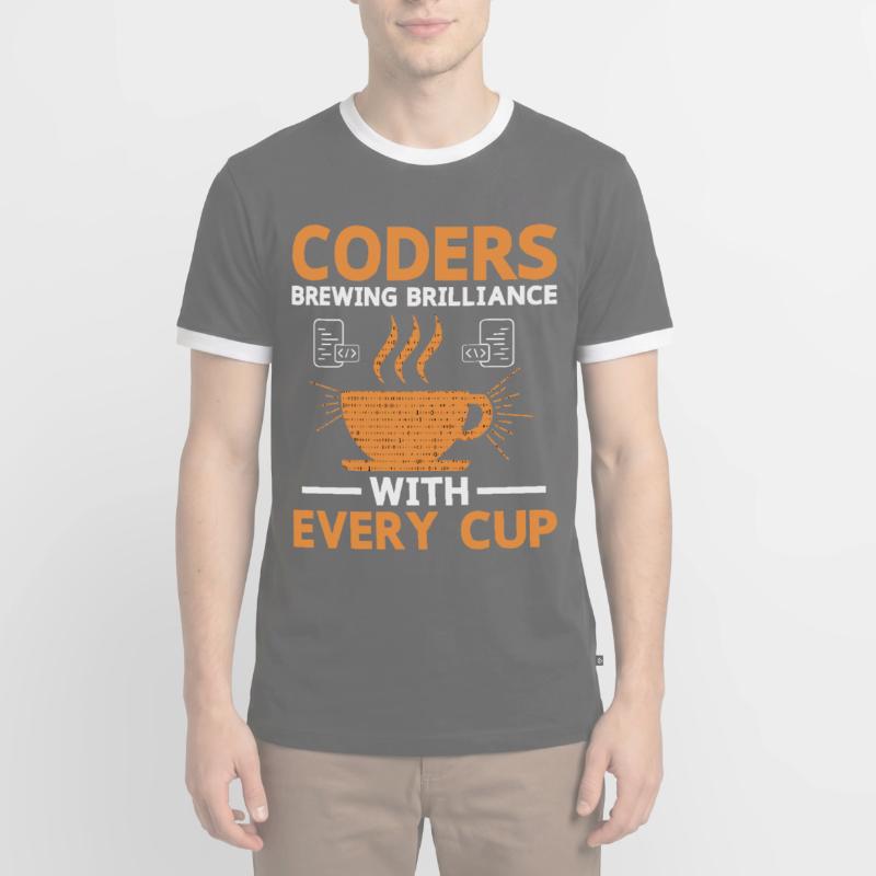 Coffee Coding Programmer Coder Developer Nerd Coff Men's Ringer Shirt