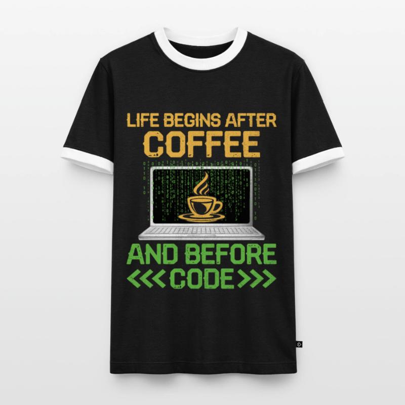Café Codage Programmeur Codeur Développeur Nerd Coff T-shirt contrasté Homme