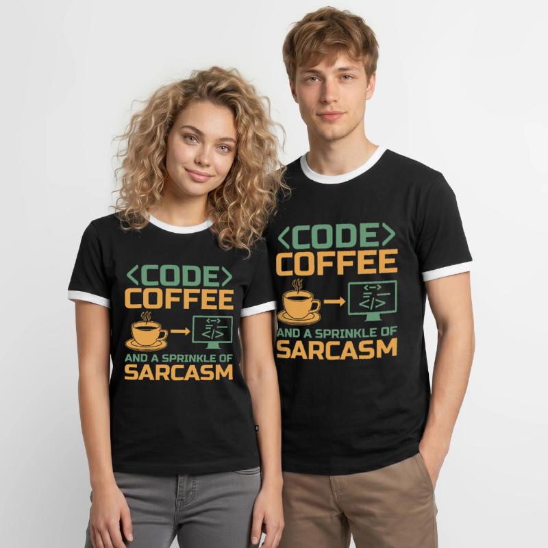 Coffee Coding Programmer Coder Developer Nerd Coff Men's Ringer Shirt