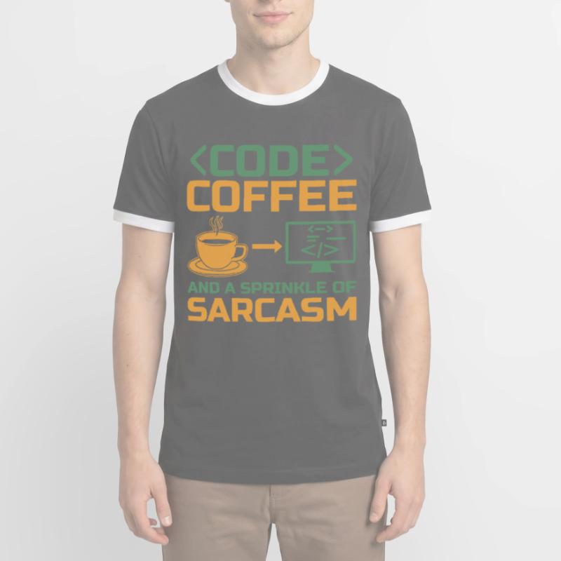Café Codage Programmeur Codeur Développeur Nerd Coff T-shirt contrasté Homme