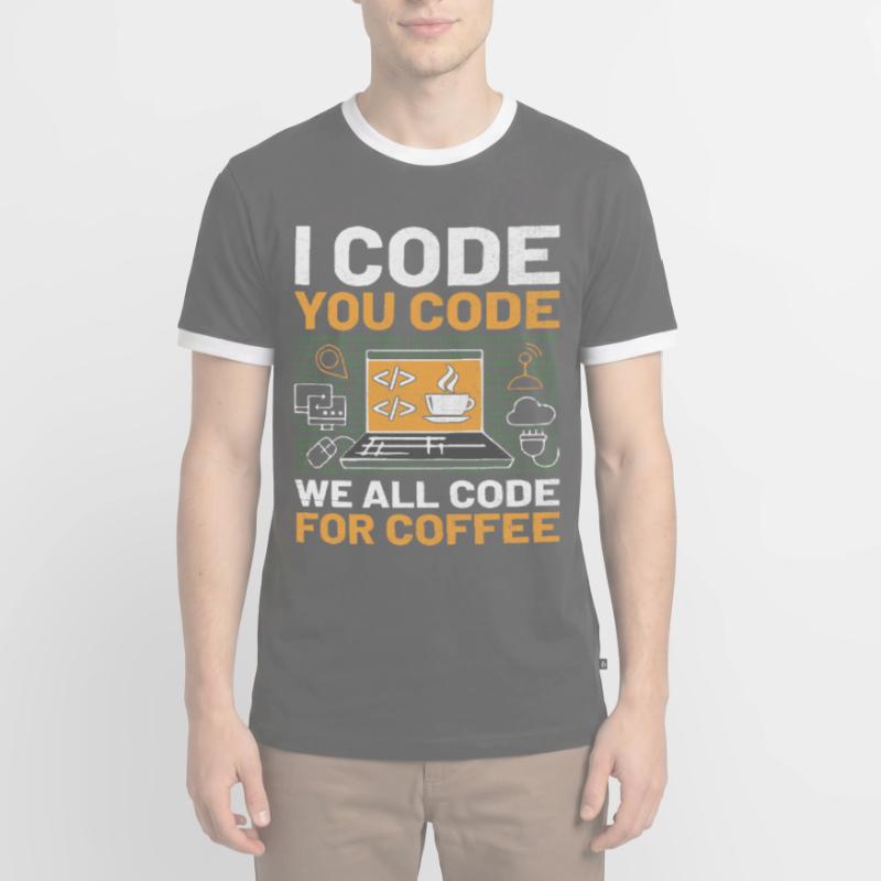 Café Codage Programmeur Codeur Développeur Nerd Coff T-shirt contrasté Homme