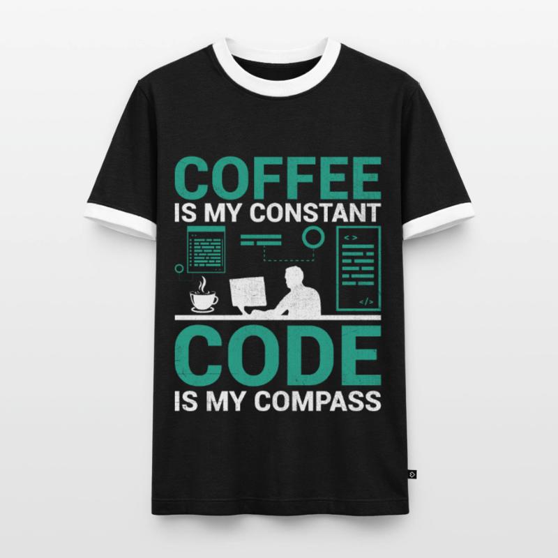 Café Codage Programmeur Codeur Développeur Nerd Coff T-shirt contrasté Homme