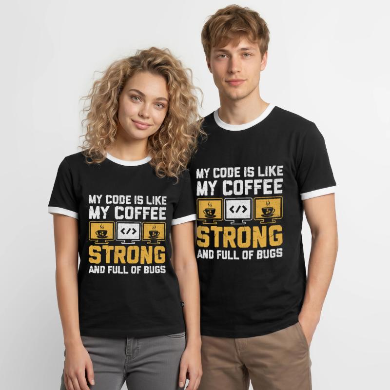 Coffee Coding Programmer Coder Developer Nerd Coff Men's Ringer Shirt