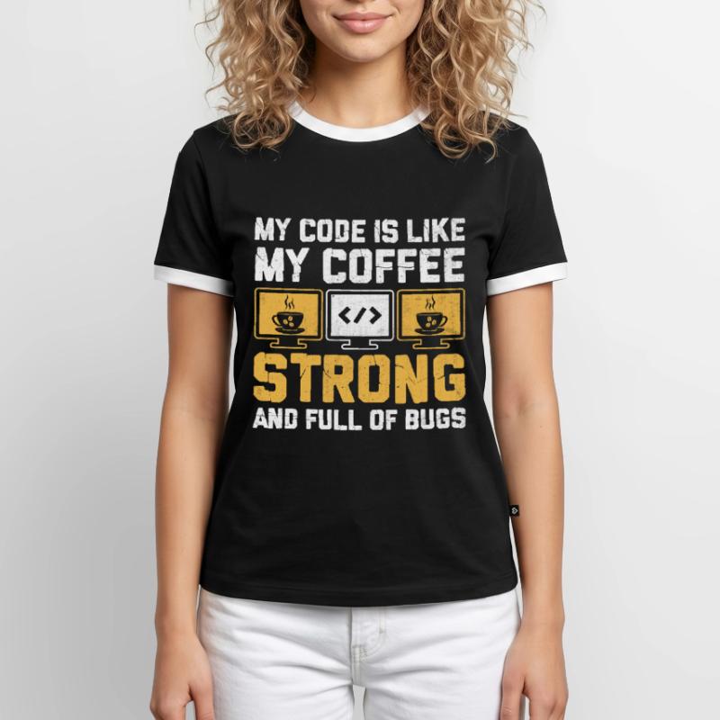 Coffee Coding Programmer Coder Developer Nerd Coff Men's Ringer Shirt