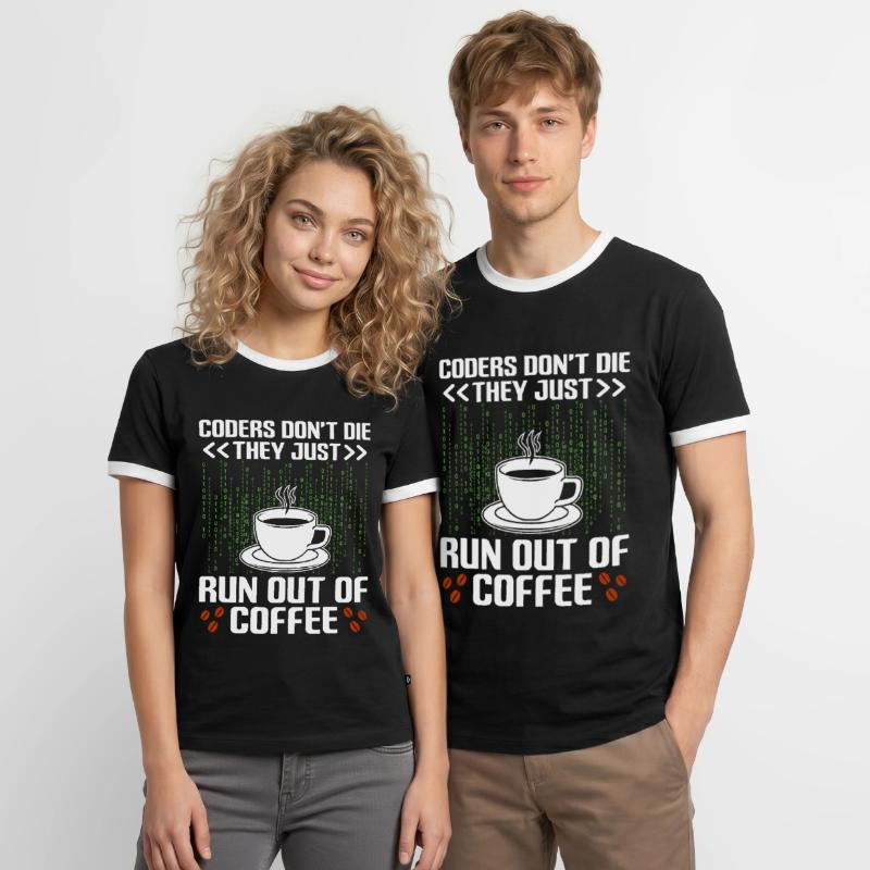 Coffee Coding Programmer Coder Developer Nerd Coff Men's Ringer Shirt