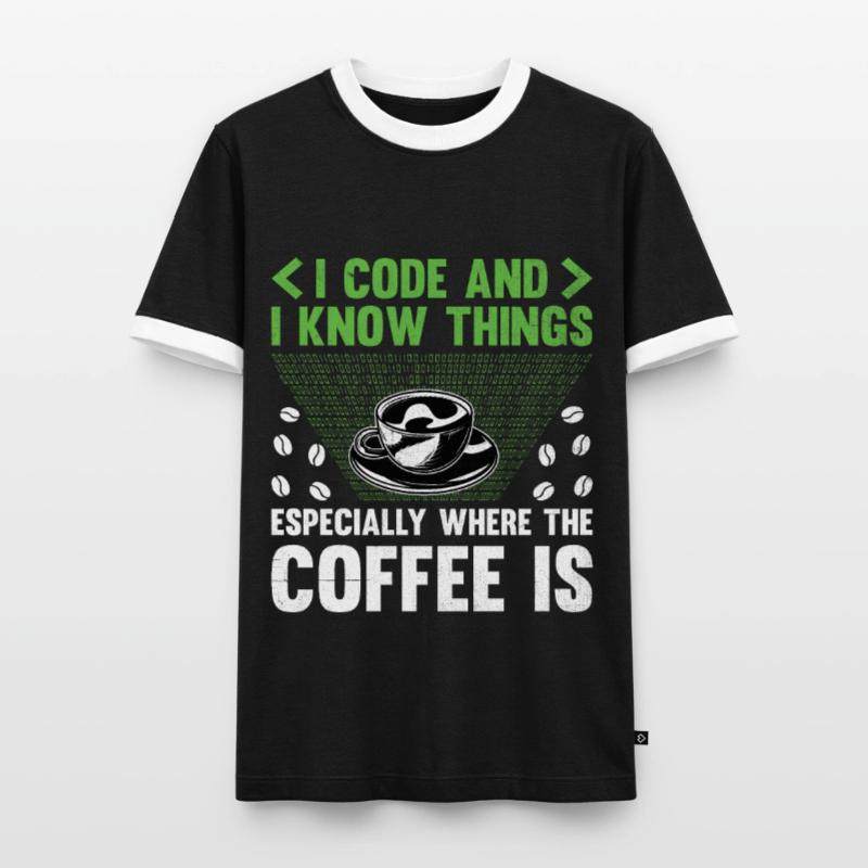 Café Codage Programmeur Codeur Développeur Nerd Coff T-shirt contrasté Homme