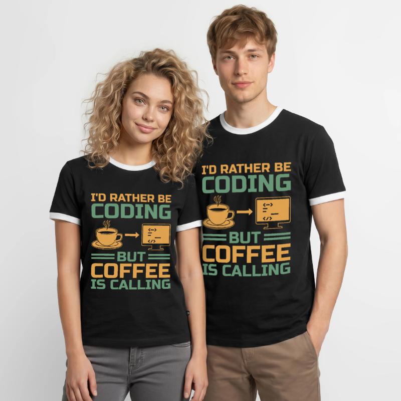 Café Codage Programmeur Codeur Développeur Nerd Coff T-shirt contrasté Homme