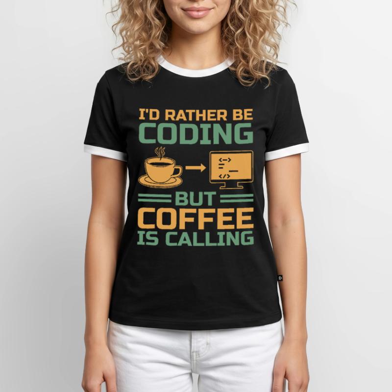 Café Codage Programmeur Codeur Développeur Nerd Coff T-shirt contrasté Homme