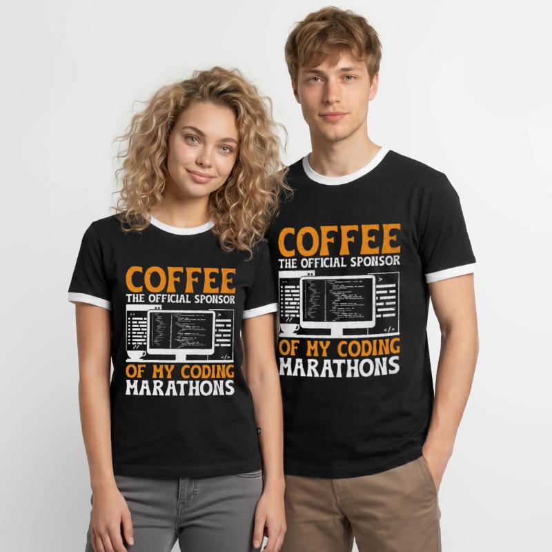 Café Codage Programmeur Codeur Développeur Nerd Coff T-shirt contrasté Homme
