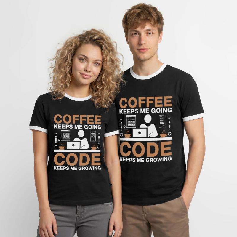 Coffee Coding Programmer Coder Developer Nerd Coff Men's Ringer Shirt