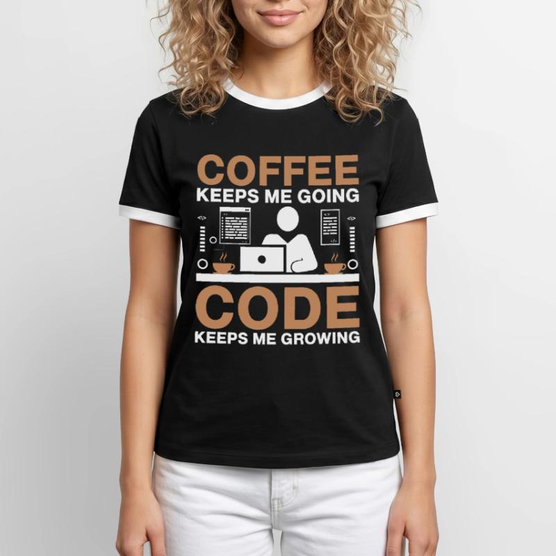 Café Codage Programmeur Codeur Développeur Nerd Coff T-shirt contrasté Homme