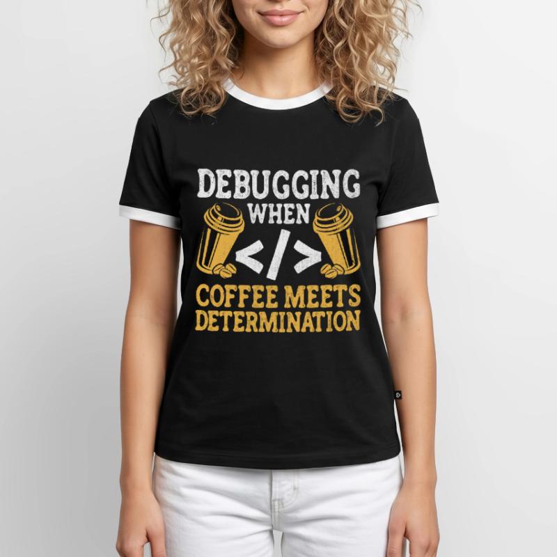 Café Codage Programmeur Codeur Développeur Nerd Coff T-shirt contrasté Homme