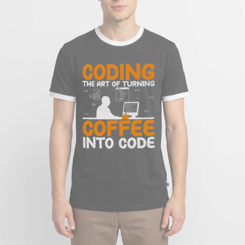 Café Codage Programmeur Codeur Développeur Nerd Coff T-shirt contrasté Homme