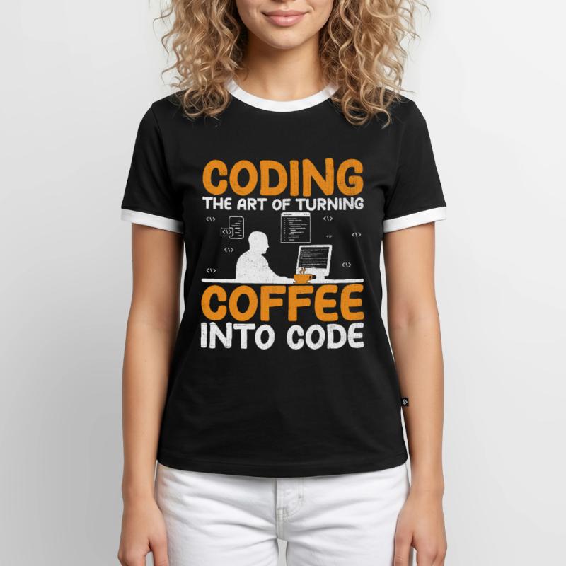 Kaffee-Codierung Programmierer Programmierer Entwickler Nerd Coff Männer Kontrast-T-Shirt